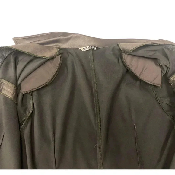 Moda Vero Shiny Olive 3/4  Sleeve Blazer Jacket Size 9/10 - Picture 9 of 12